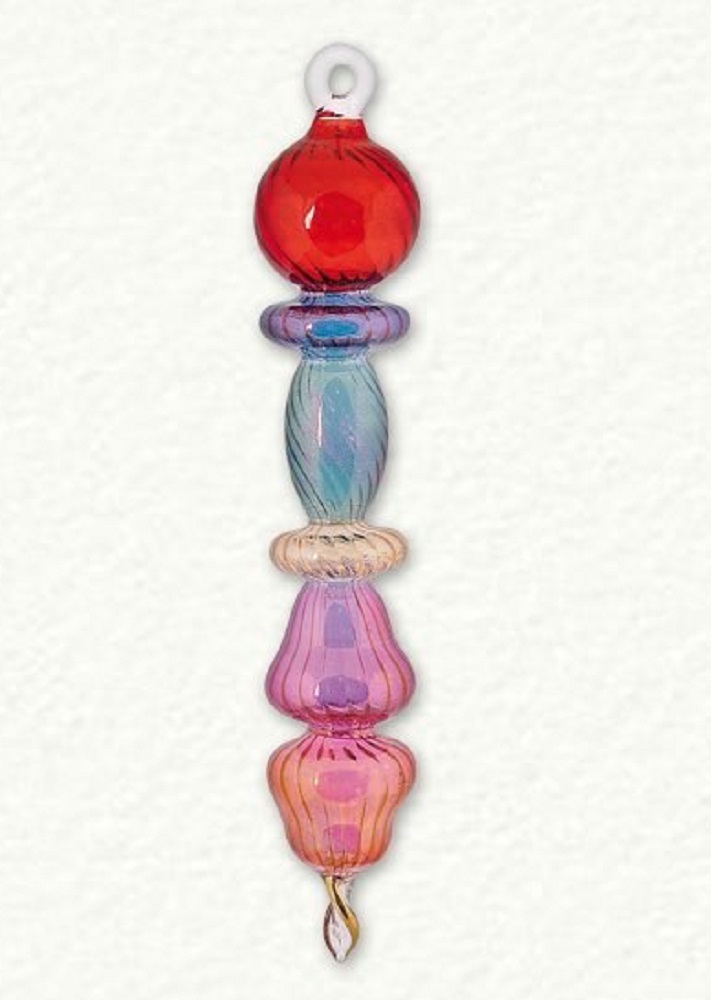 Multi Colored Inner Swirl Egyptian Glass Christmas Tree Ornament Made