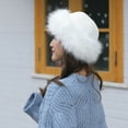 thumbnail image 4 of Visland Womens Faux Fur Hat for Winter, Classy Russian Style Suede Fluffy Warm Cap, 4 of 5