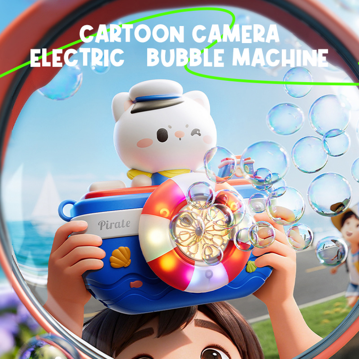 Cat Camera Bubbles Machine - Electric Bubble Maker Blower with Music & Lights for Boys Girls Outdoor Play Backyard Camping Gifts