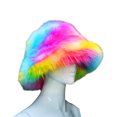 thumbnail image 2 of AYYUFE Women Basin Hat Faux Fur Rich Colors Soft Thickened Fluffy Keep Warm Decorative Creative Design Bucket Hat Clothes Accessory, 2 of 8