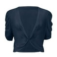 thumbnail image 6 of Cropped Cardigan for Women Shrug Chiffon Open Front Ruffle Sleeve Cropped Bolero for Evening Dressy Elegant Blouse Tops Kimono Cardigan, 6 of 7