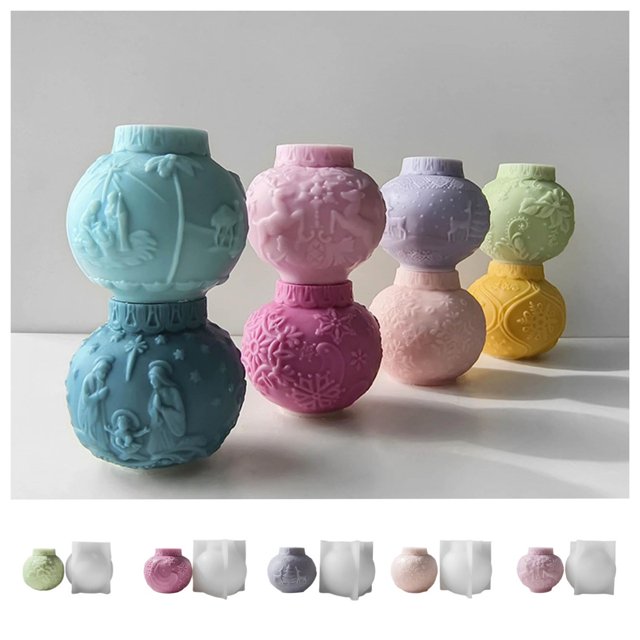 Fiudx Moldes para Velas de Farolillos Navideños, Diseño Floral En Relieve, Diseño Flexible de Silicona, Fácil Extracción de Velas, Decoración Navideña, Idea de Regalo, Crea Impresionantes Velas de Fa