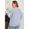 thumbnail image 2 of Plus Size Floral Scallop V-Neck Sweater, 2 of 11