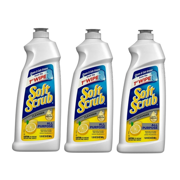 Soft Scrub Multi-Purpose Surface Cleanser, Lemon, 24 Fluid Ounces, 3 Pack