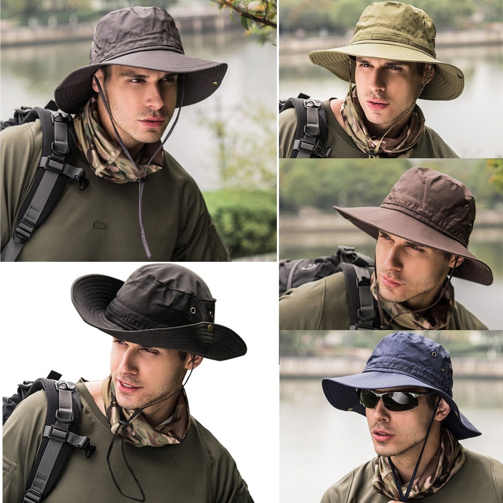 Outdoor Mens Sunhat Topee Cap Wide Brim 