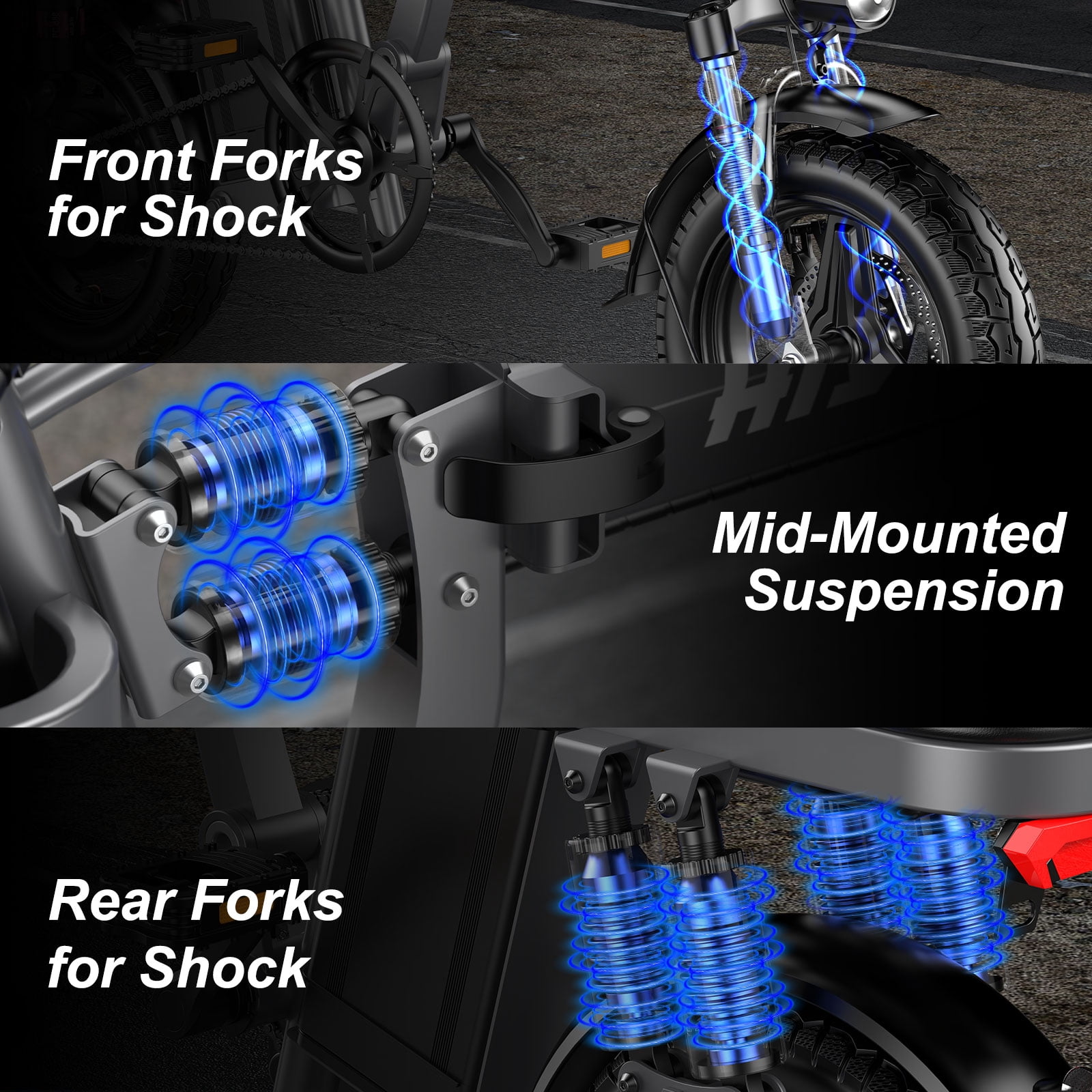 HiyViy 14" Folding Electric Bike for Adults Teens,700W Peak Motor 48V/10AH Battery, Commuter City Ebike, UL2849