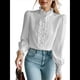 thumbnail image 1 of Blusas con Volantes para Mujer, Blusa con Cuello en V y Volantes, Camisa de Larga con Volantes, Camisas Cómodas de Larga de Talla Grande. S, 1 of 6