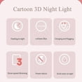 thumbnail image 5 of 3D Cartoon Night Light, LED Desk Lamp 3 Color Change Decor Night Light, Kawaii Acrylic Sleep Night Light As Best Gifts for Women Teens Boys Girls, 5 of 5