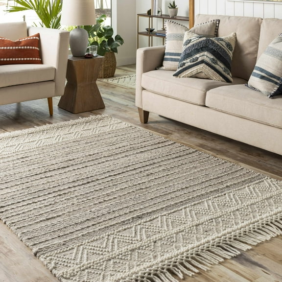 Hauteloom Veruela Wool Living Room, Bedroom Area Rug - Traditional, Transitional - Cream, Tan, Medium Brown - 27" x 45"