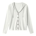 thumbnail image 6 of Lixiuxyad ‌Women's Hooded Cardigan Oversized Long Sleeve Button-Front Knit Cardigan,White, 6 of 6