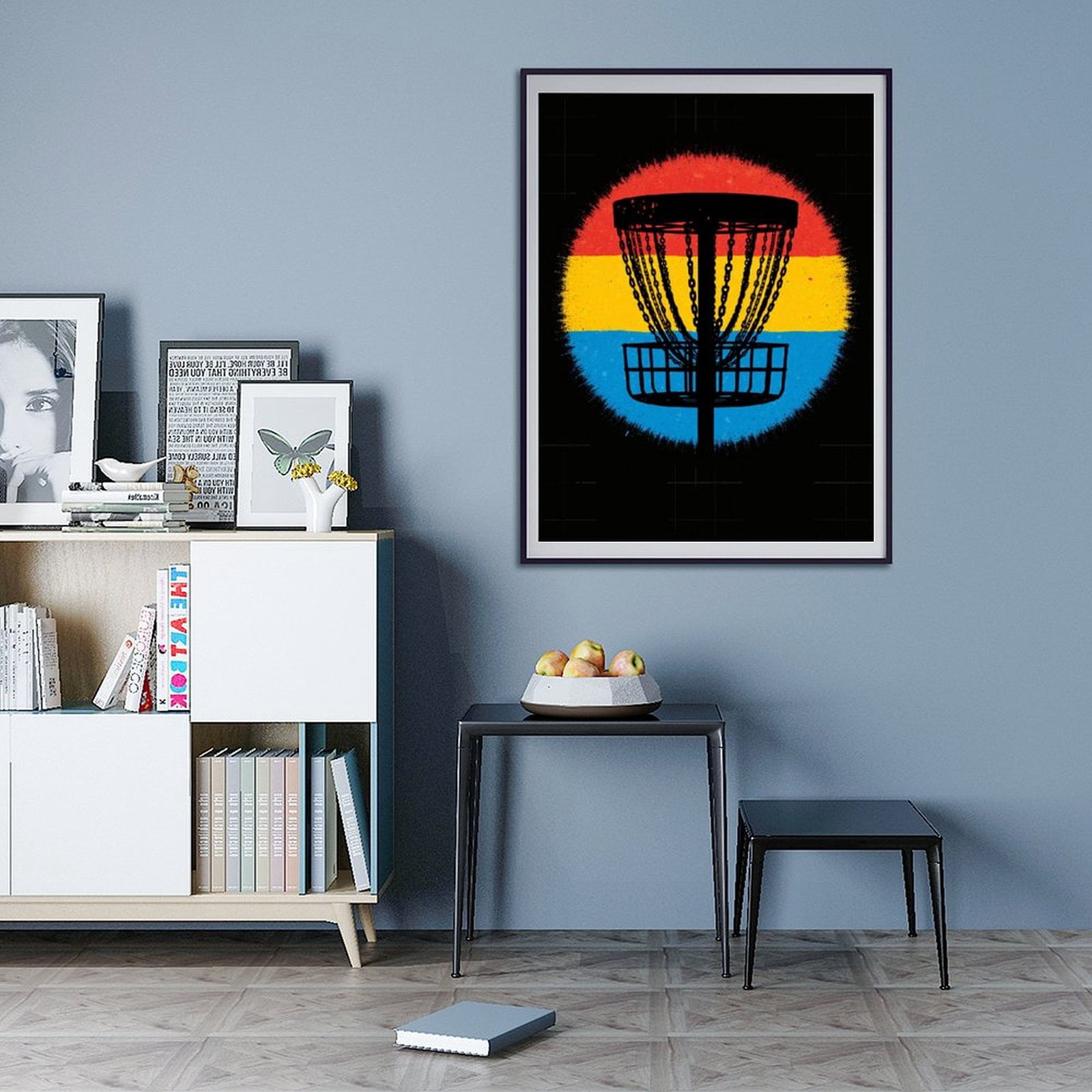 Diamond Art Kit for Adults, Disc Golf Basket Silhouette Retro Diamond Painting for Adults Beginners, 5D DIY Diamond Art Painting Kits, Colorful Diamond Painting Craft for Home Decor 12x16