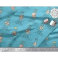thumbnail image 2 of Soimoi Blue Cotton Voile Fabric Tree Stump & Owl Cartoon Print Fabric by the Yard 42 Inch Wide, 2 of 3