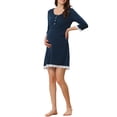 thumbnail image 4 of INSPIRAR CHIC Pijamas de mujer con manga 3/4 y borde de encaje, camisón de lactancia, camisetas de maternidad, ropa de estar en casa, azul M, 4 of 6