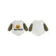 thumbnail image 2 of Caoirhny Baby Girls Boys Sweatshirts Rompers Halloween Clothes Letter Pumpkin Print Contrast Color Long Sleeve Toddler Fall Bodysuits, 2 of 9