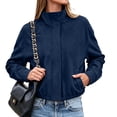 thumbnail image 4 of Enjoytime Fall Jackets for Women Stand Collar Button Zip Up Jacket Winter Casual Long Sleeve Cropped Coat with Pockets, 4 of 8