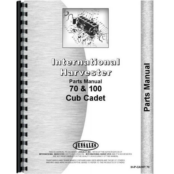 International Harvester Cub Cadet 70 Lawn & Garden Tractor Parts Manual