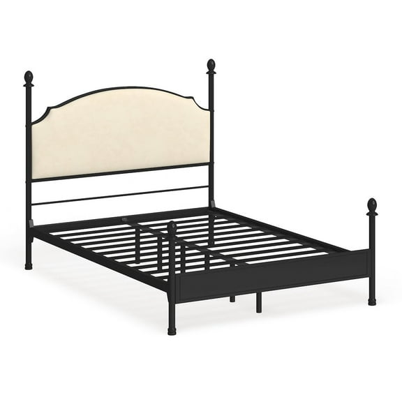 Furniture of America Freila Metal Poster Panel Bed in Silver Gun Metal