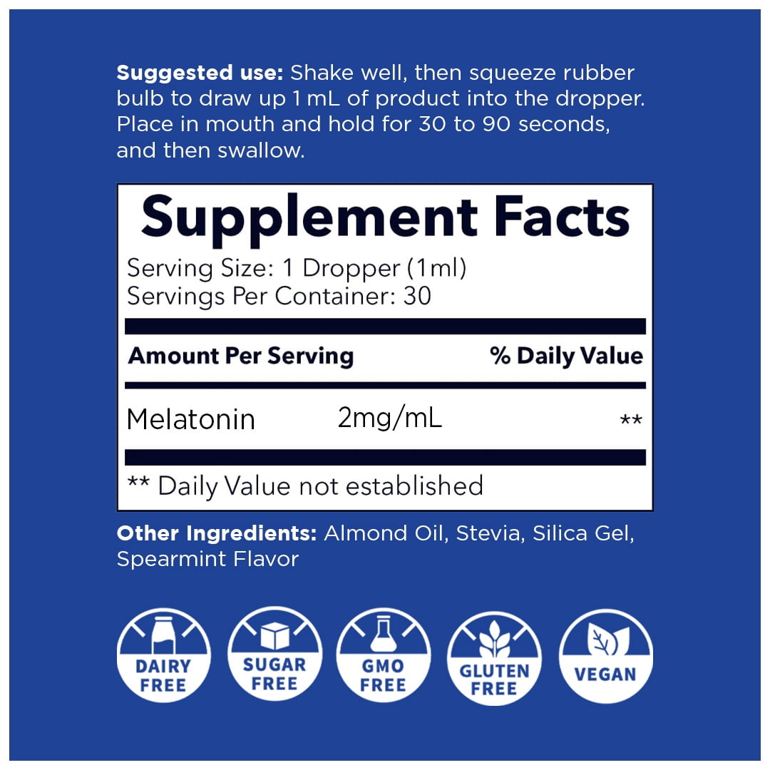 Nano Melatonin, Nanosized liquid particles, rapid absorption, sublingual organic drops, promotes calm restful sleep, natural antioxidant, 30 Servings.