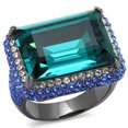 thumbnail image 1 of Alamode TK2811-5 Femmes IP Light Noir Bague en Acier Inoxydable avec Cristal de Qualité Supérieure en Zircon Bleu - Taille 5, 1 of 1