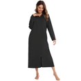thumbnail image 2 of Women Zipper Robe Long Sleeves Hooded Loungewear Full Length Sleepwear Pockets Housecoat Long Soft Bathrobe, 2 of 6