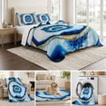 thumbnail image 6 of Twin Quilt Set 68''x86'', Blue Abstract Marble Lightweight Summer Bedspread Coverlet Set with 2 Pillow Shams, Modern Abstract Art Breathable All Season Quilt Bedding for Dorm/Bedroom, 6 of 9