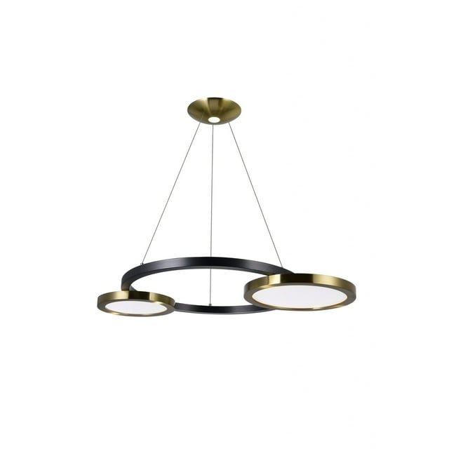 Lustre à LED avec Finition en Laiton et Noir Perle