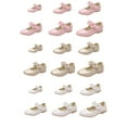 thumbnail image 4 of Qarigey Zapatos festivos para niñas, delicados y hermosos bordes suaves, correa ajustable, zapatos de flores blancas para niñas Calzado Oro 33/20.1cm, 4 of 6