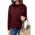 thumbnail image 1 of Women Buttons Up Mock Neck Long Sleeve Slim Solid Color Sweatshirt, 1 of 2