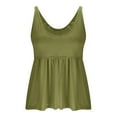 thumbnail image 5 of ZQGJB Women's Summer Flowy Tank Tops Loose Fit Sleeveless Strap Ruffle V Neck Shirts Babydoll Tunic Tank Peplum Tops Army Green L, 5 of 7