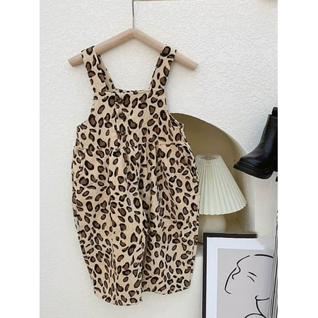 

MarinaVida Toddler Girl Clothes 3-8 Years Leopard Overalls Outfits Loose Fit Pants Overalls