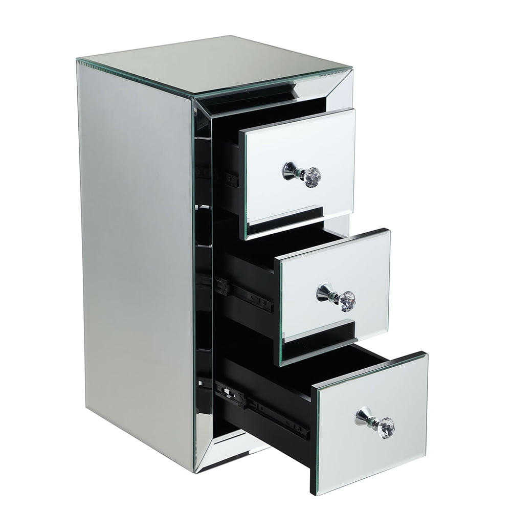 Kepooman Wood Leg Accent Table for Indoor Outdoor, Silver Mirrored Side Table for College Dorm with 3 Drawer, Modern Design Night Stand for Hallway Kepooman Wood Leg Accent Table for Indoor Outdoor, Silver Mirrored Side Table for College Dorm with 3 Drawer, Modern Design Night Stand for Hallway
