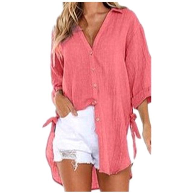 Birdeem T-Shirt Décontracté Mode Femme Col en V Manches Courtes Ample