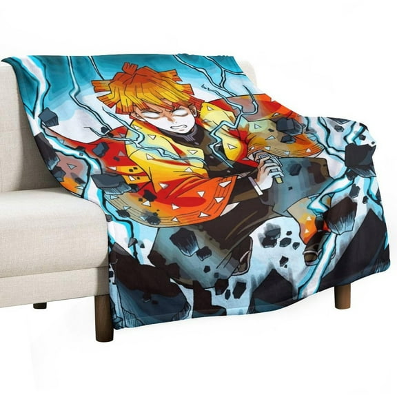 Demon Blanket Slayer Flannel Throw Blankets Soft Pile Cozy Plush Throw Blanket for All Seasons, 3D Printed Warm Blanket for Sofa Beds Home Decor