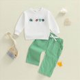 thumbnail image 2 of TOWED22 Toddler Boy Outfits Cartoon Print Long Sleeve Sweatshirt Tops Casual Pants Baby Boy Clothes 2pcs Set Casual Clothing(White,2-3 Y), 2 of 4