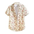 thumbnail image 2 of Jjayotai George T Shirts for Men, Men's Summer Casual Short Sleeve Tops, Floral Print Vintage Beach Button Shirt, Mens Graphic Tees, 2 of 4