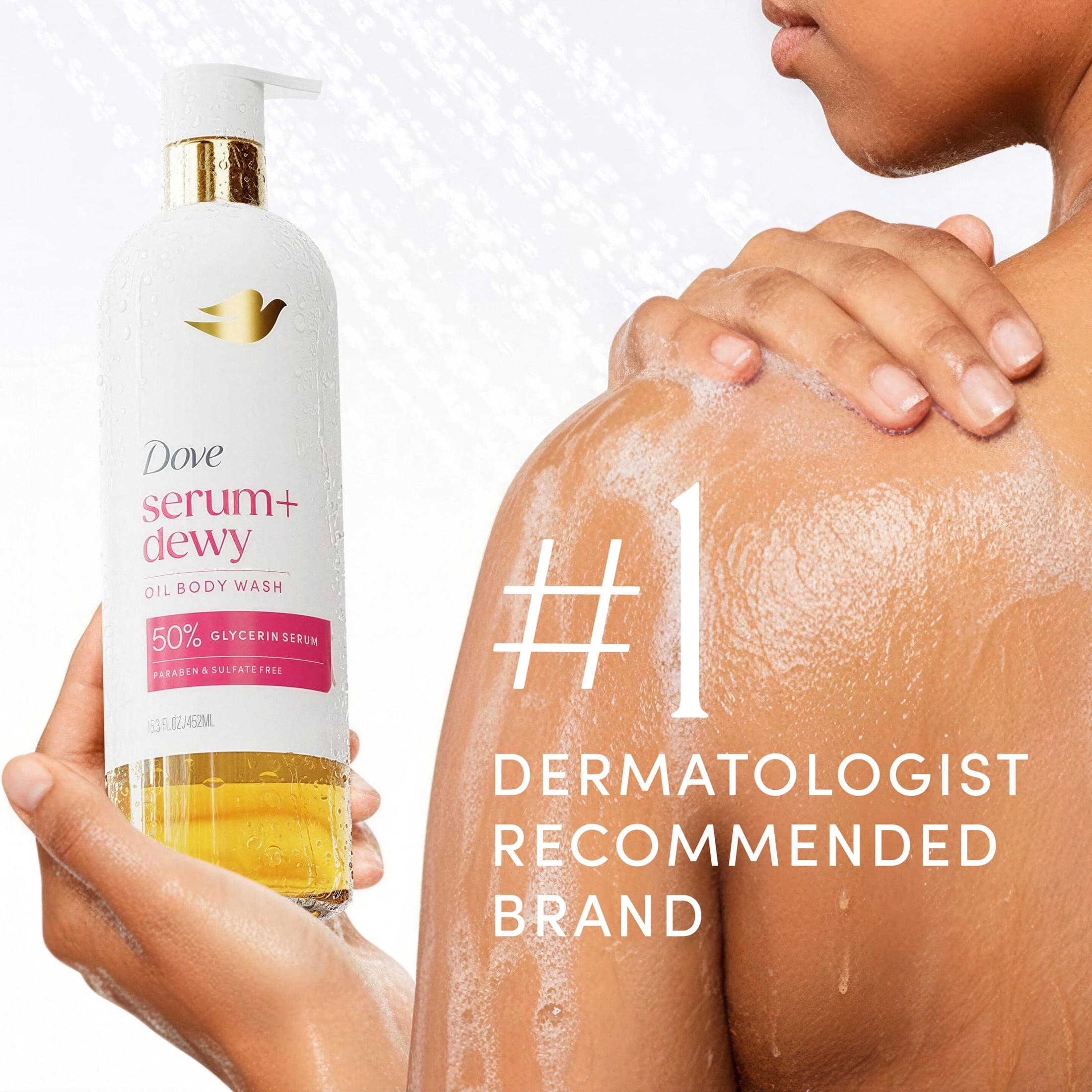 Dove Coconut & Geranium Oil Body Wash for Women Serum + Dewy for Hydrated & Repaired Skin, 15.3 fl oz