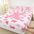 thumbnail image 4 of jejeloiu Floral Bow tie Initial X Queen Sheet Sets For Girls,Pink Geometric Plaid Bed Set,4 Pieces, 4 of 6