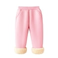 thumbnail image 2 of CUZIBR Toddler Boys Girls Snow Pants Winter Thick Warm Windproof Ankle-Tied Trousers Elastic Waist Solid Color Lightweight Padded Pants,Pink,6-7 Years, 2 of 5