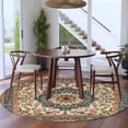 thumbnail image 5 of Vintage Floral Washable Round Area Rug 7 ft, Navy Brown Classical Ethnic Bohemian , Soft Non Slip Rugs Stain Repellent Indoor Felt Carpet for Living Dining Room Bedroom Home Office, 5 of 9
