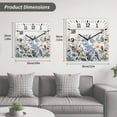 thumbnail image 5 of Blue Floral Spring Wooden Wall Clock Silent Non Ticking, Summer Botanical Flower Vintage Square Wall Clocks Battery Operated, Decor Clock for Home Office, Living Room, Kitchen, 12 Inch, 5 of 9