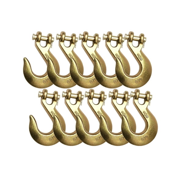 Mytee Products (10 Pack) 3/8" Clevis Slip Hook - 6,600 LBS WLL Heavy Duty Grade 70 Tow Chain Hook for Truck Trailer Tie Down