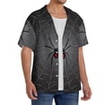 thumbnail image 4 of Honeii 's Black Spider On Web for men's short-sleeved button-up collared shirt featuring a pocket, perfect for beach vacations, and travel adventures., 4 of 5