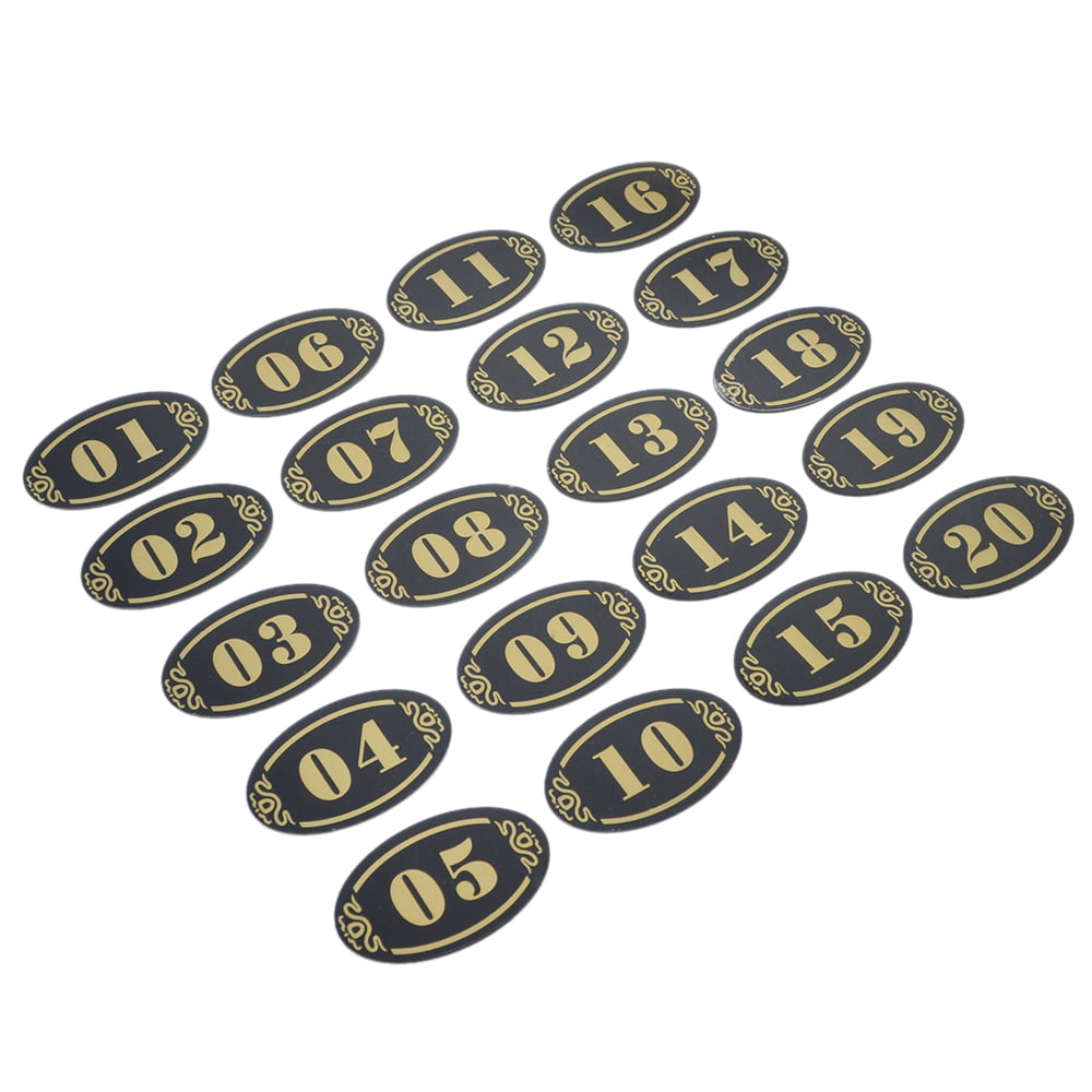 Aspire Acrylic Numbers Sign Pack of 20 Oval Number Tag Self-Adhesive 3-1/5 L x 2 W