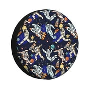 Coaee Astronauts In Sport Car Tire Sun Shield Spare Tire Protective Cover 14-17in For Suv, Truck, Jeep Waterproof Dustproof Thickening - 16 Inch