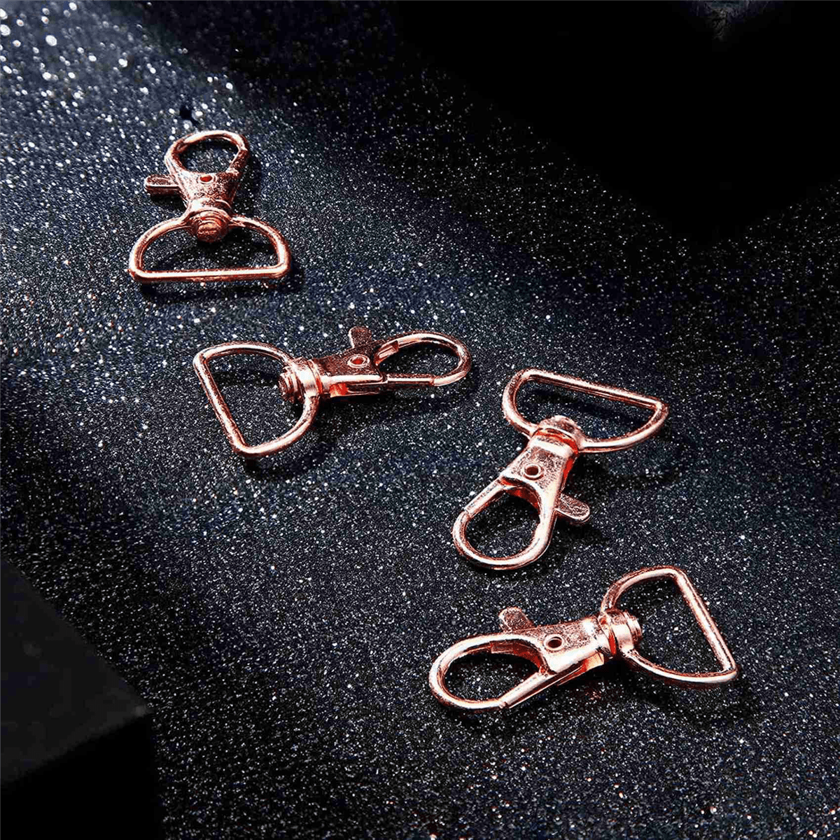 105Pcs Swivel Clasps Lanyard Snap Hooks Keychain Clip Hook Lobster Claw Clasp Metal Hook Clasp with D Rings Rose Gold,105 * Swivel clasps,Rose gold
