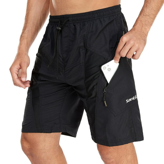 Santic Men's Cycling Shorts Bicycle Pants with MTB Shorts LooseFit Padded
