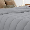 thumbnail image 3 of 5 Piece Luxury Long Box Pattern Comforter By D.N.G. BEDDINGS Set Premium Super Soft, All Season, 800 Thread Count, 100% Egyptian Cotton, Full/Queen Size Silver Color, 3 of 5