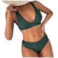 thumbnail image 4 of Vhkiploz Summer Bikini SwimSuits for Women 2 Piece Solid Color Splited Bathing Suits High Cut Sports Drawstring Swimwear Sports Surf Suits SwimSuits, 4 of 6