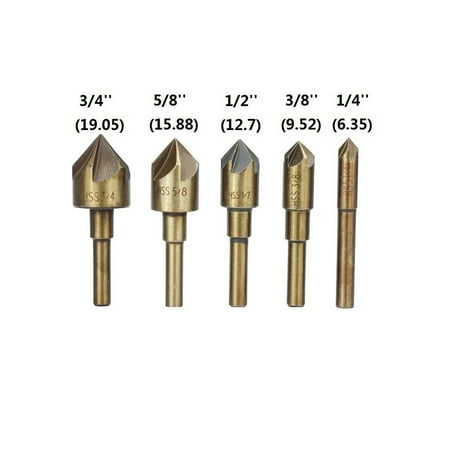 

BAMILL 5PCS Countersink Drill Bit HSS 82 Degree 5 Flute 6mm Round Shank Mill Cutter Bit