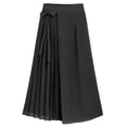 thumbnail image 6 of Miluxas Women's Pleated Chiffon Pants skirt Solid Elastic High Waist Casual Pants Wide Leg Pants for Spring Summer Black, 6 of 9